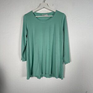 Masai Copenhagen Womens Green 3/4 Sleeve Tunic Top Small Stretch Lightweight